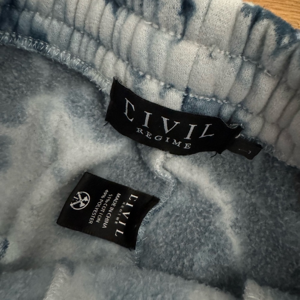 RARE Civil Regime Marbled Jogger Sweatpants - Navy and White - Picture 3 of 4